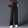 2026 Women's Black High-Waisted Wide-Leg Jeans – Autumn Plus-Size Casual Slimming Straight Pants