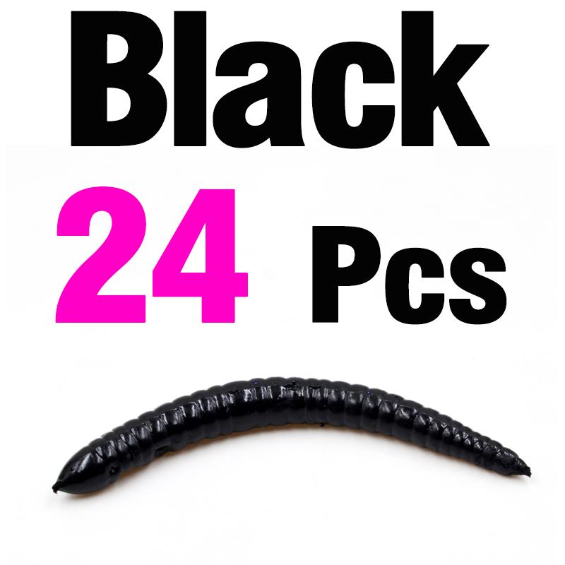 MNFT 24PCS Simulation Earthworm Black Bronw Fishing Worms Artificial Fishing Worms Lures Soft Bait 8cm Fishing Tackle
