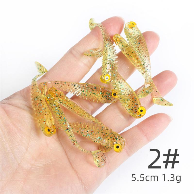 10pcs/pack Silicone Fishing  Bait Fishing Lure Set 5.5cm1.5g T-tail Soft Bait