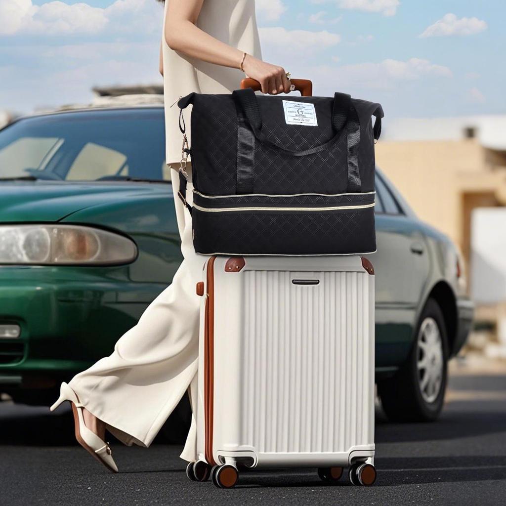 Korean Style Expandable Travel Bag - Large Capacity, Wet/Dry Separation, Sports & Student Carry-on