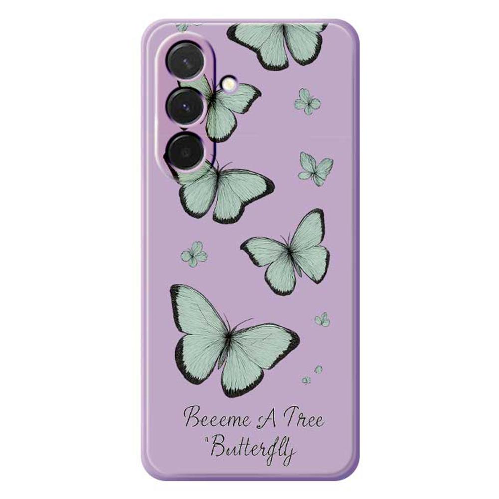 For Samsung Galaxy A36 5G Case Green Butterfly Pattern Printing Straight Edge TPU Phone Back Cover