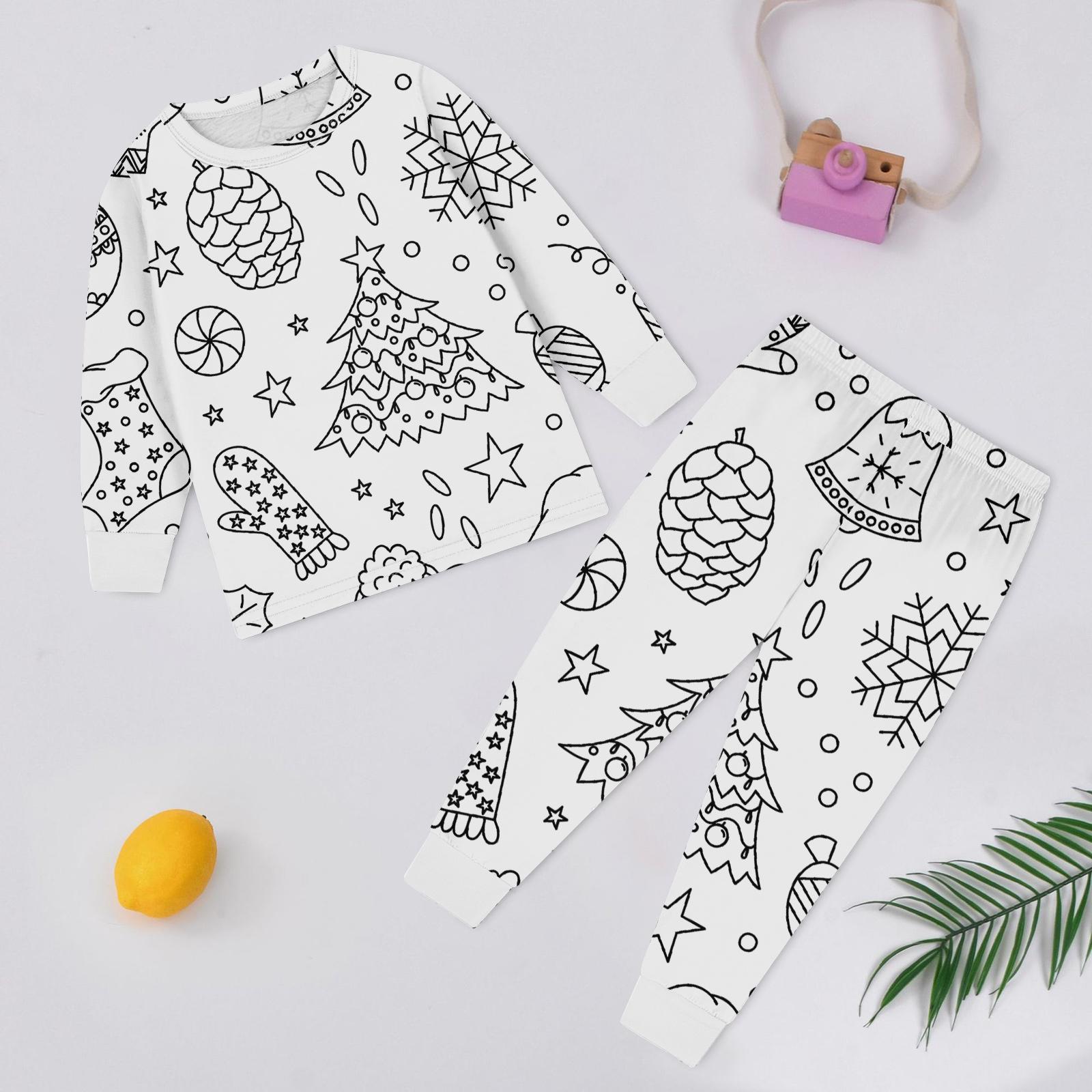 

Детский модный комплект: Рождественский топ с дудлами и брюки с длинным рукавом и круглым вырезом 150