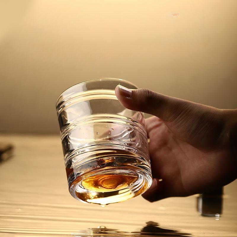Rotating Whiskey Glass Old Fashioned Glass for Drinking Bourbon,Scotch,Cocktails ,Whisky, Shake Cup Creative Personality Glass