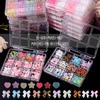 12 Grid Rose Nail Art Alloy Jewelry Resin Bow Camellia Three-Dimensional Flower Mixed Box