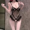 Sex Underwear Sexy Thin Polka Dot Lace Fun Leaky Breast Onesie Strap Backless