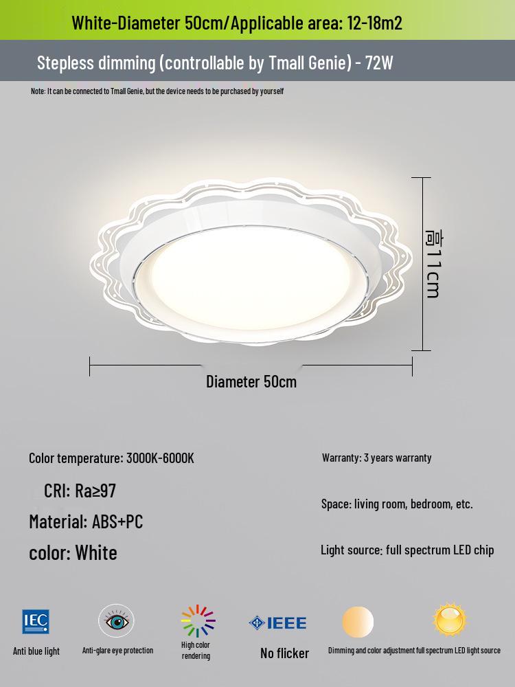 Modern Minimalist Solid Wood Leafless Fan Light - Silent Integrated Ceiling Light for Bedroom and Restaurant