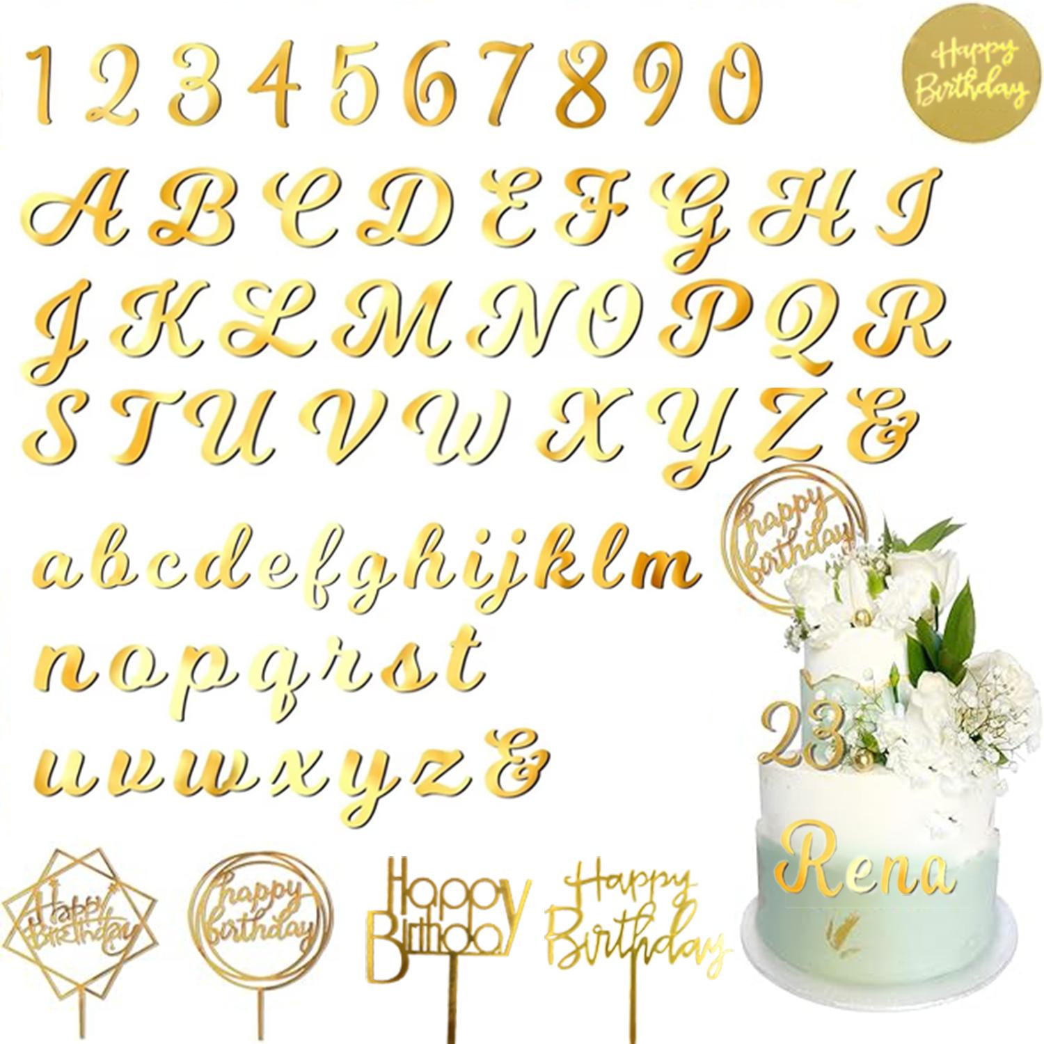

Alphabet Number Cake Topper DIY Personalized Name Cupcake Toppers with A-Z Letter 0-9 Number Happy Birthday for Custom Party
