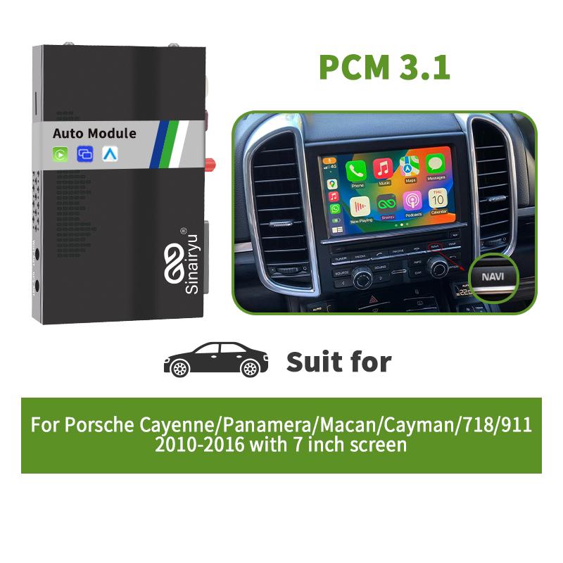 Sinairyu Wireless Carplay Android Auto Mirror-Link Kit Compatible For Porsche Cayenne Cayman 911 PCM 3.0/3.1/4.0 System