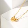 Minimalist Twist Double Ring Necklace,Gold Color Stainless Steel Necklaces for Women,Trendy Waterproof Jewelry Gift