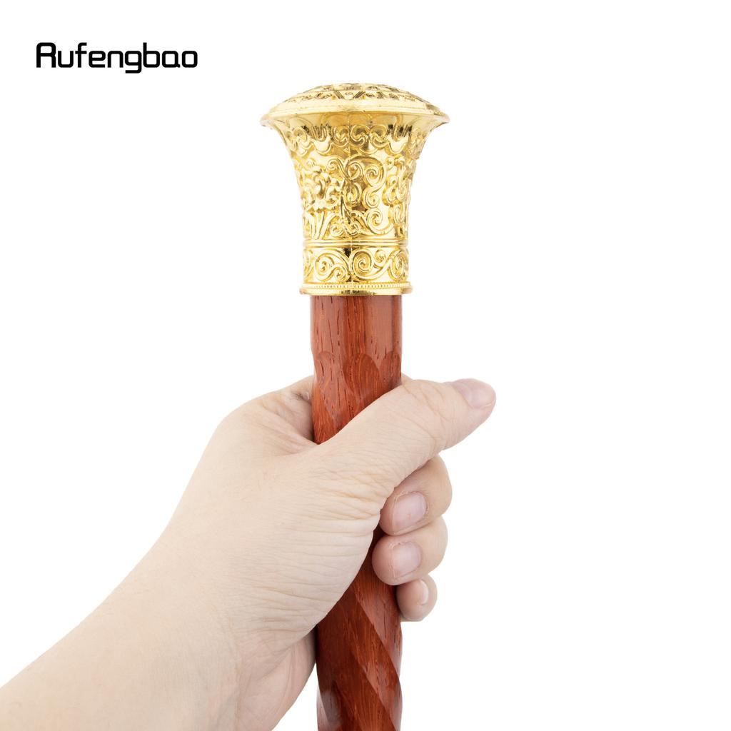 Golden Red Round Wooden Traditional Fashion Stick Decorative Cospaly Party Wood Walking Cane Halloween Mace Wand Crosier 96cm