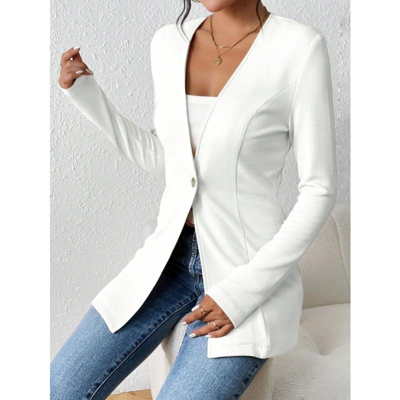 DAFIFY Women's Fashion Casual Solid Color Print Autumn Winter Long Sleeve Jackets & Coats