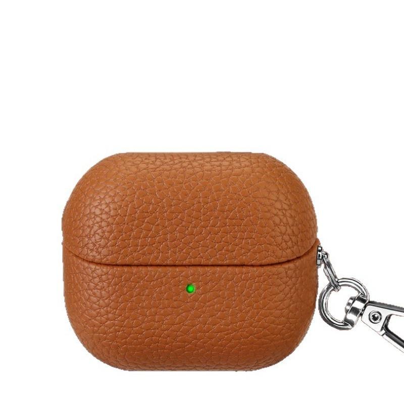 Aplicabil pentru husă de protecție pentru căști Bluetooth Buds3, husă tare din piele imitație cu model litchi de culoare solidă, husă de protecție pentru căști anti-cădere