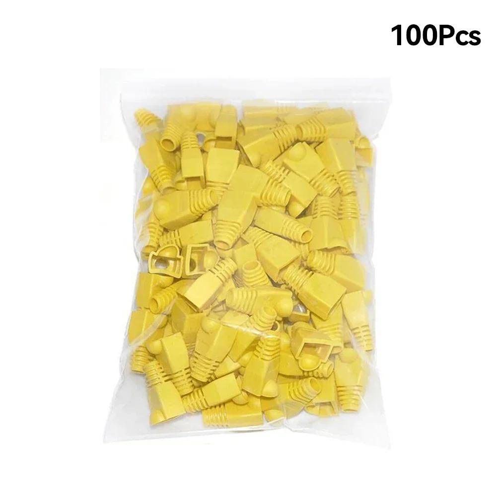 100Pcs Mixed Color CAT5E CAT6 RJ45 Ethernet Network Cable Strain Relief Boots Cable Connector Protective Sleeve Plug Cover