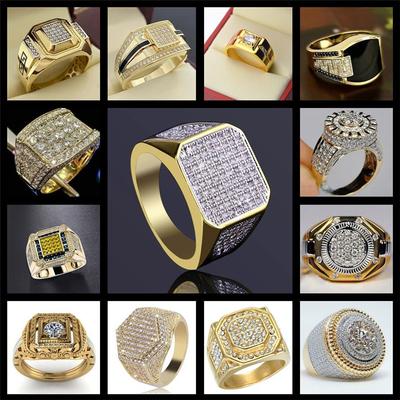 13 Styles Fashion Crystal Zircon Ring for Men Business Style Engagement Wedding Party Rings Zircon Accessories Whole Sale