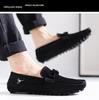 K1008 Men's Suede Moccasin Loafers - Casual Slip-On Driving Shoes for Spring/Summer, Low-Top, Flat Bottom, Large Size