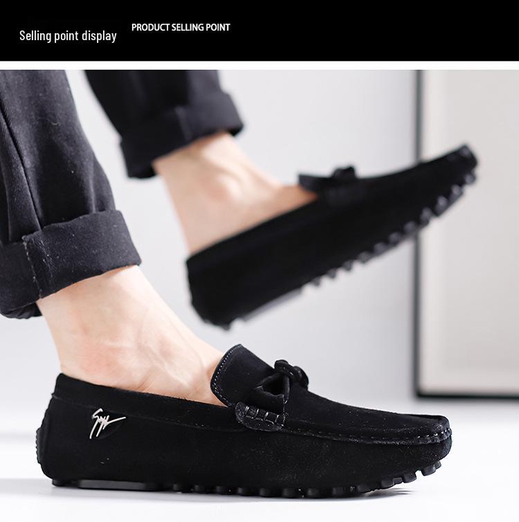 K1008 Men's Suede Moccasin Loafers - Casual Slip-On Driving Shoes for Spring/Summer, Low-Top, Flat Bottom, Large Size