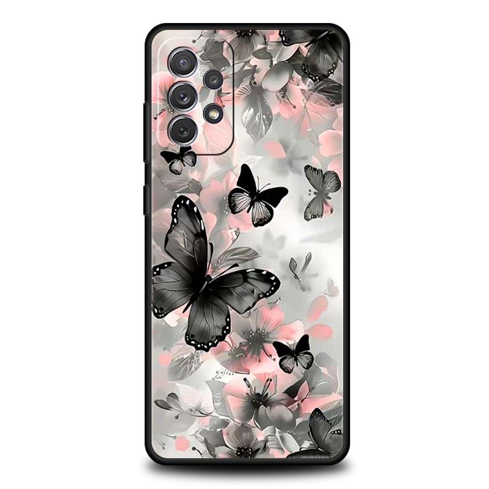 Fashionable Butterfly Flower Phone Case for Samsung Galaxy A55 A35 A17 A07 A15 A13 A25 A51 A71 A72 A73 A32 A52 A52S A41 Soft TPU