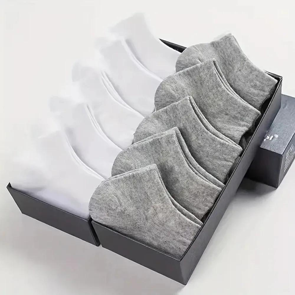 10 Pairs Women/Men Boat Socks Invisible Low Cut Silicone Non-slip Summer No-show Ankle Socks Solid Color Casual Breathable