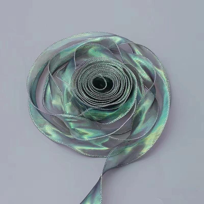40mm 10Yards Fishtail Organza Ribbon  Reflective Iridescent Wavy Edge Ribbon for Gift Wrapping DIY Bow Bouquet Voile Ribbons
