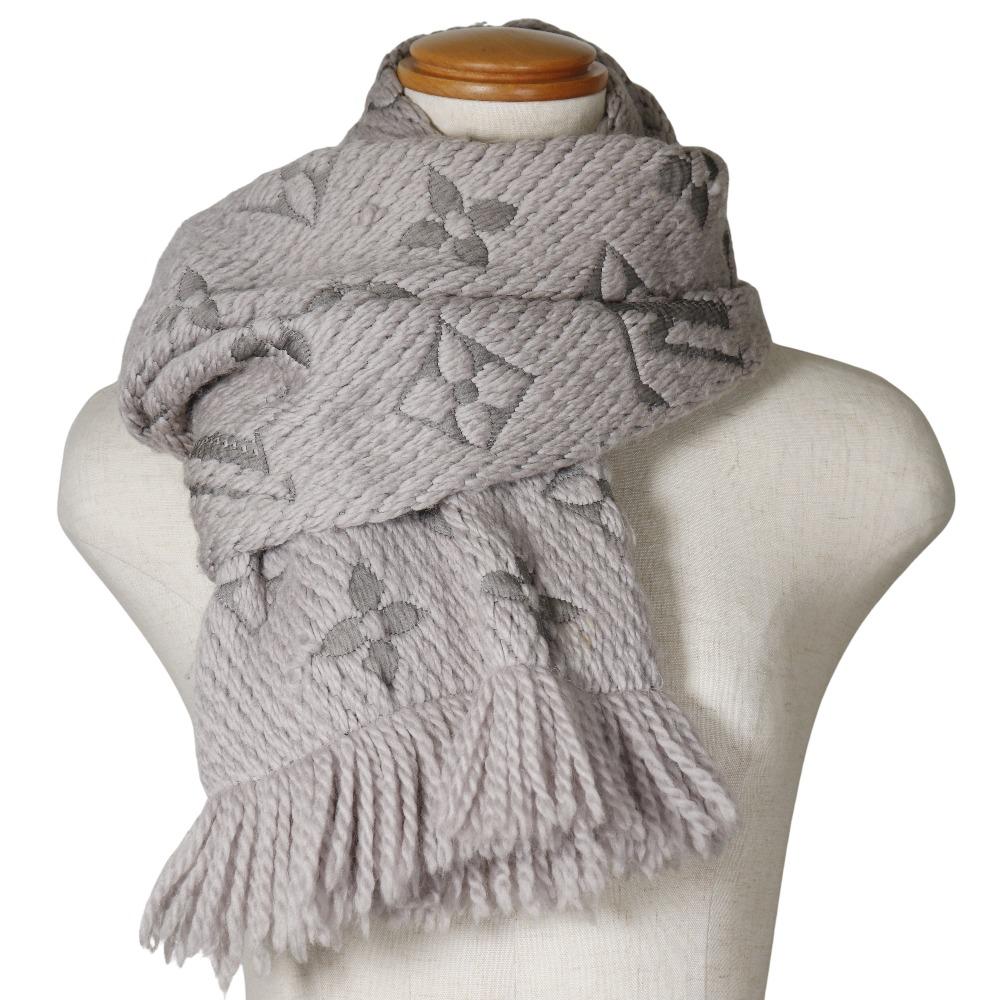 Louis Vuitton Escharp Logomania Muffler Scarf M74742 Wool Unisex Used
