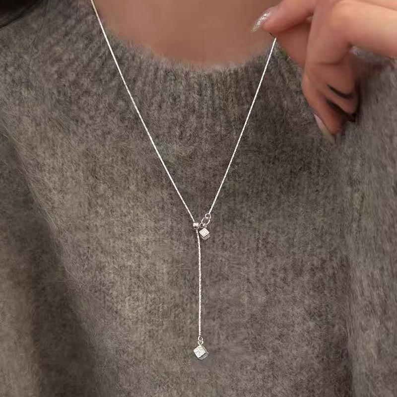 S925 Sterling Silver Zirconia Diamond Necklace for Women - Light Luxury Korean Style Clavicle Chain, Cute & High-End Fashion Accessory