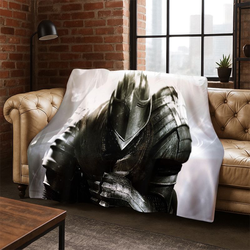Cartoon Knight Templar Cavalier Crusaders Flannel Blanket Soft Warm Throw Blanket for Bedroom Living Room Bed Travel Picnic Kid