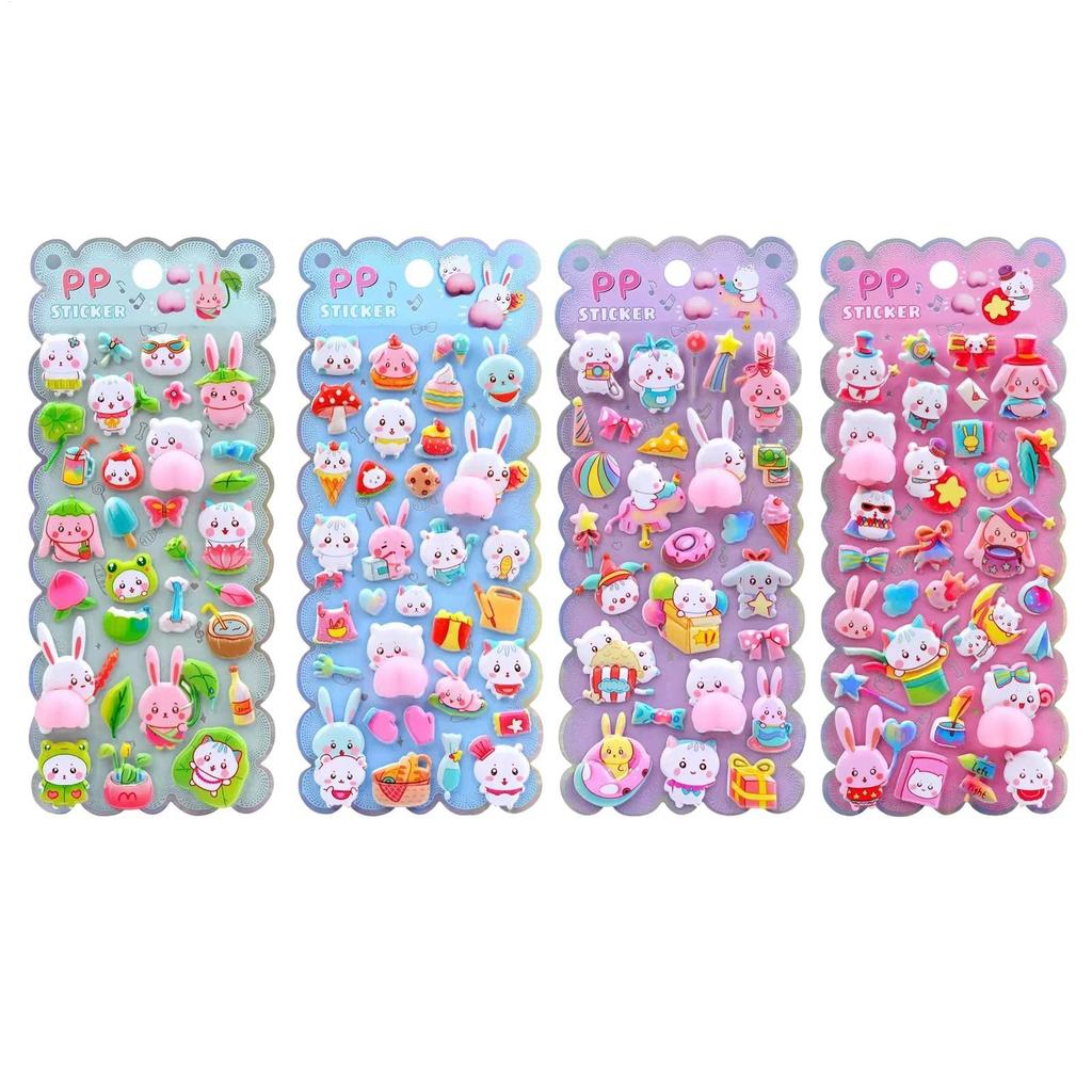 Bubble Stickers 3D Cartoon Bunny Decals Funny Animal Bubble Stickers For Party Classroom Birthday Christmas Gifts for Kids