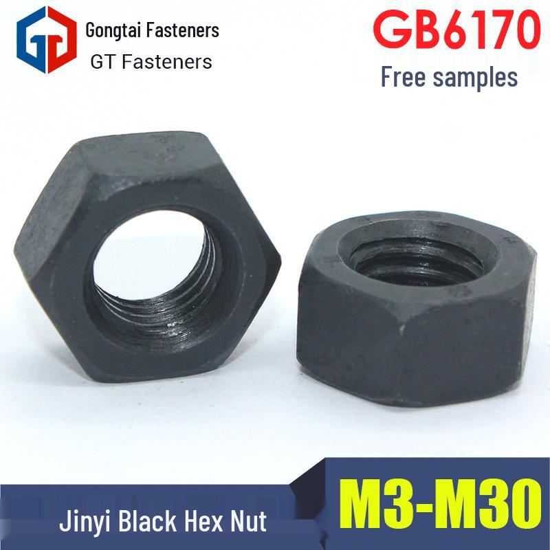 Jinyi Šroub s šestihrannou hlavou a maticí, třída 8.8, černý (M4, M6, M8, M10)