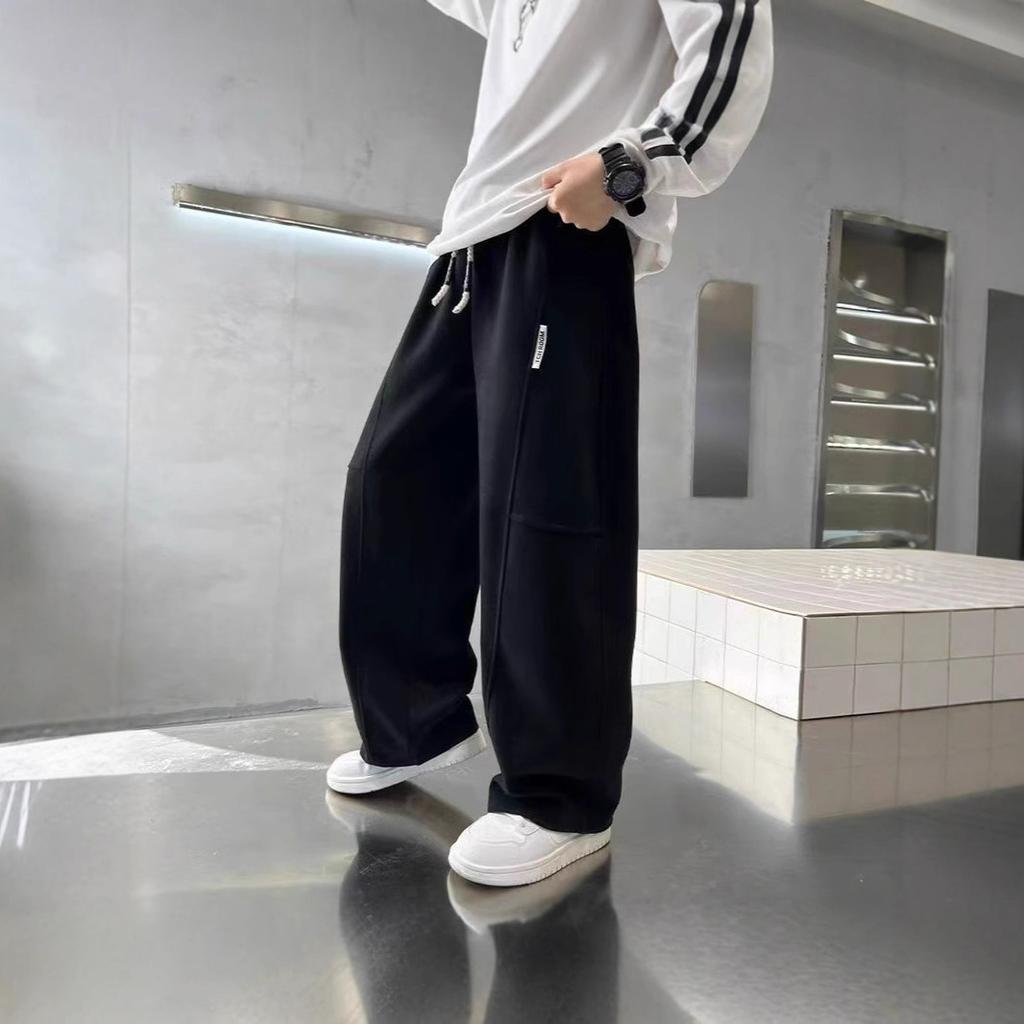 Spring 5-14Y Kids Wide Leg Sweatpants Teenage Boys Sports Pants Streetwear Fashion Loose Trousers Children Elastic Waist Pants