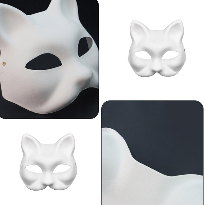 Therians Mask Set Furs,Eye Mesh,Felts Sheet DIY Foxes Cats Mask To Paint Furry Animal Mask Gear for Halloween Cosplay