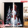 2pcs 2D Flat Printing Christmas Scene Curtain Happy Snowman Christmas Ornaments Fabric Without Electricity Family Party Use for