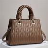 Ladies Stylish Pu Tote With Wrinkled Design And Multiple Interior Compartments For Daily Outings