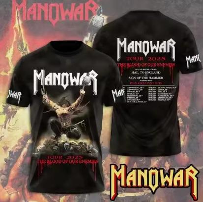 Rock Manowar Band Harajuku Hip Hop 3D Printing Sports Men's Short Sleeve Summer Outdoor Fitness