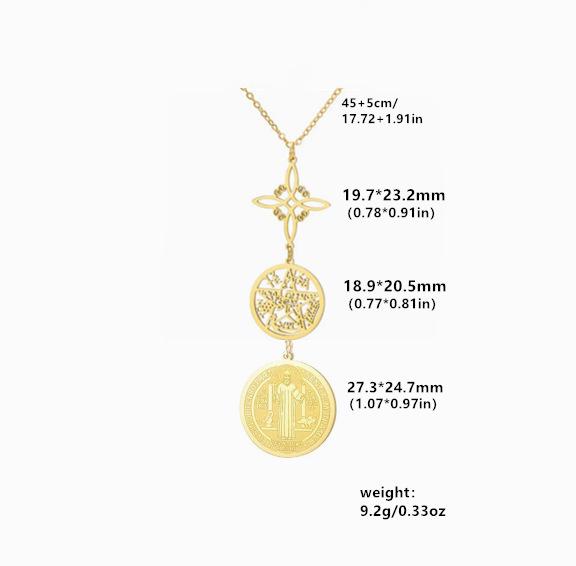 Stainless Steel Double Pendant Necklace with Witch Knot & Star