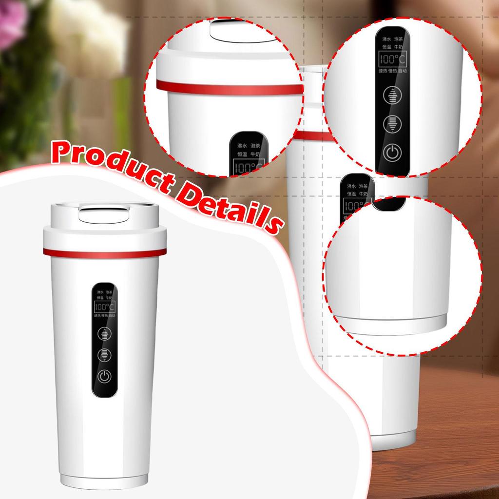 Car Electric Kettle Temperature Display for Camping Truck Stainless Steel