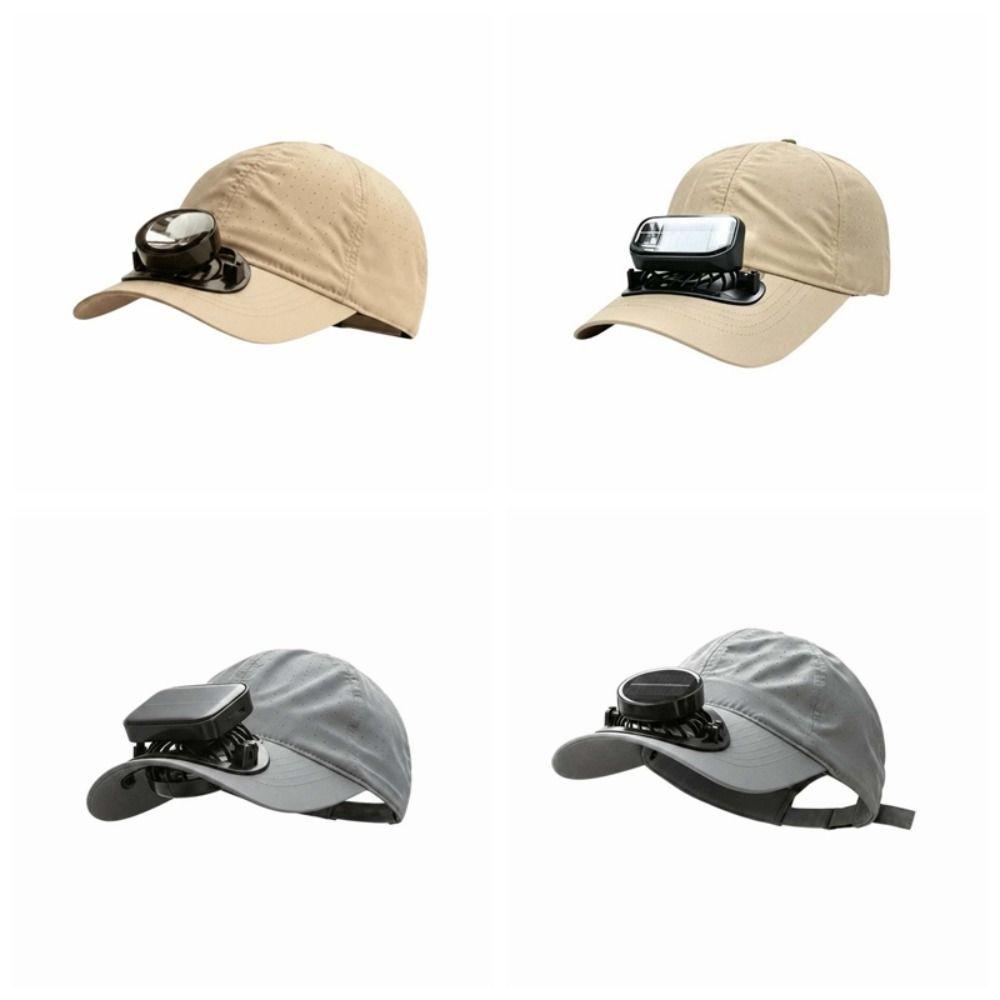 Solid Color Rechargeable Fan Hat Portable Cooling Fan Peaked Cap for 3.7V/300mAh Women / Men