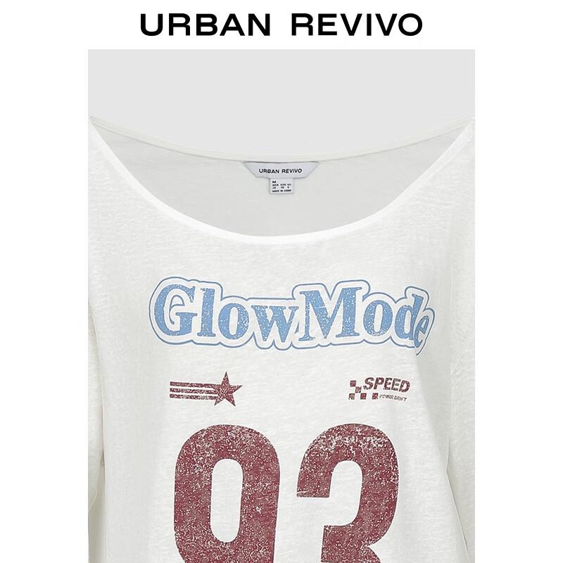 UR Women's Retro Color-block Letter Long-sleeve T-shirt