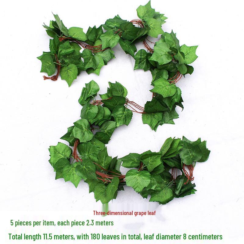 Efeutute Weinblätter Künstliche Deckenranke mit Rattan und Grünem Laub