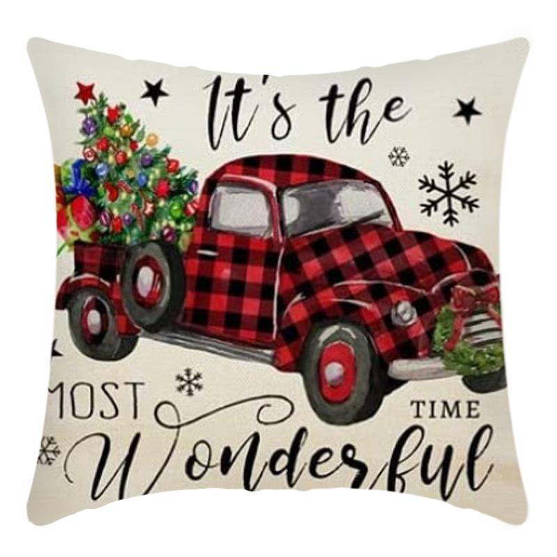 

Новая Рождественская наволочка Лен Цифровая печать Короткий плюш Рождественская наволочка Чехол для подушки 45*45cm