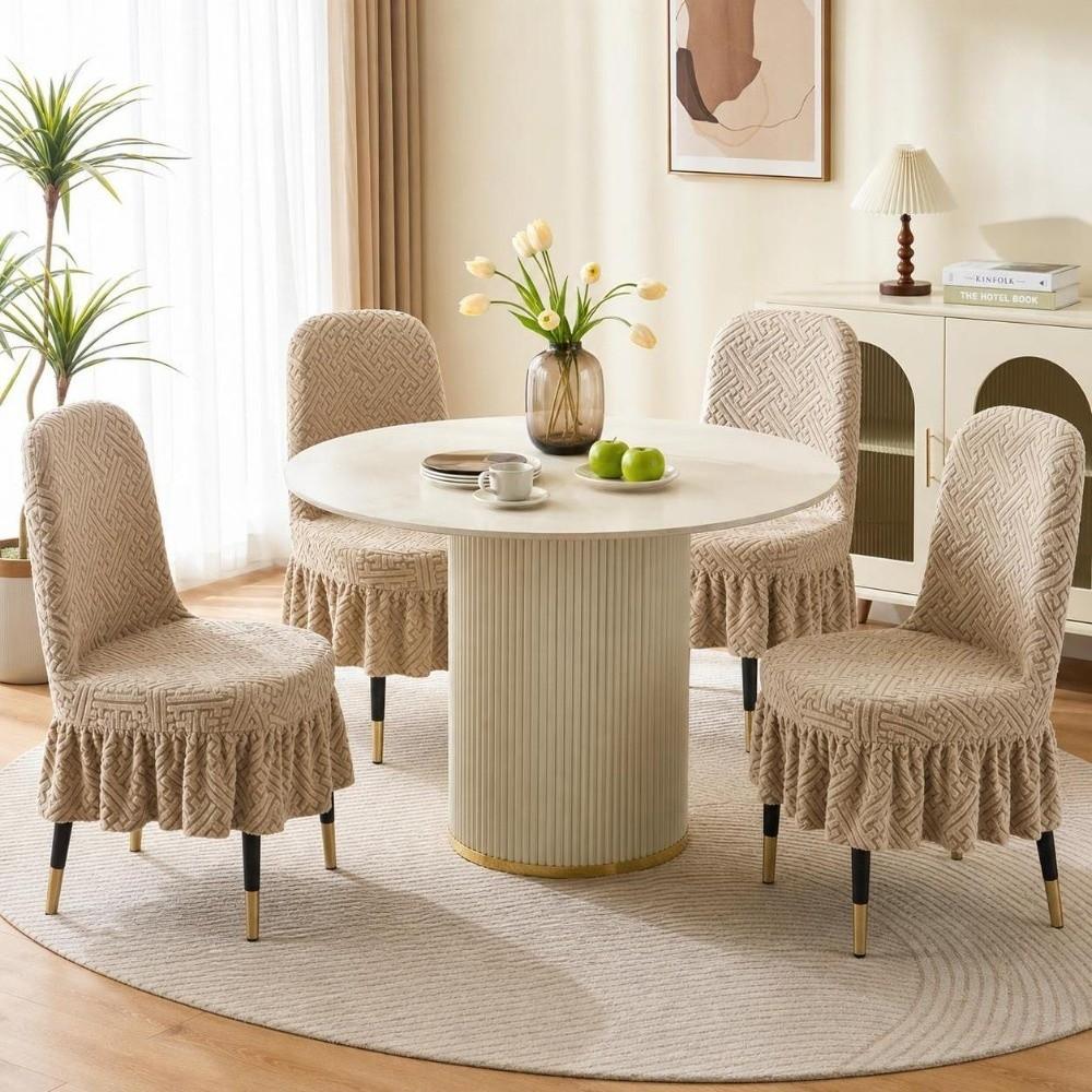 Jacquard Arc Chair Cover Elastic Chair Seat Cover New Dining Chair Cover Dining Room