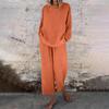Completo da Donna 2026 Cotone Scollo a V Manica Lunga Tasca Pantaloni a Gamba Larga Outfit Casual Comodo