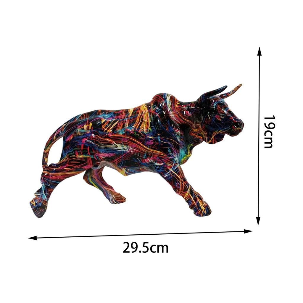 Funny Animal Statue Resin Sculpture Table Centerpiece Decor Graffiti Cow Figurine for Bookshelf Dining Room Porch Bedroom Home