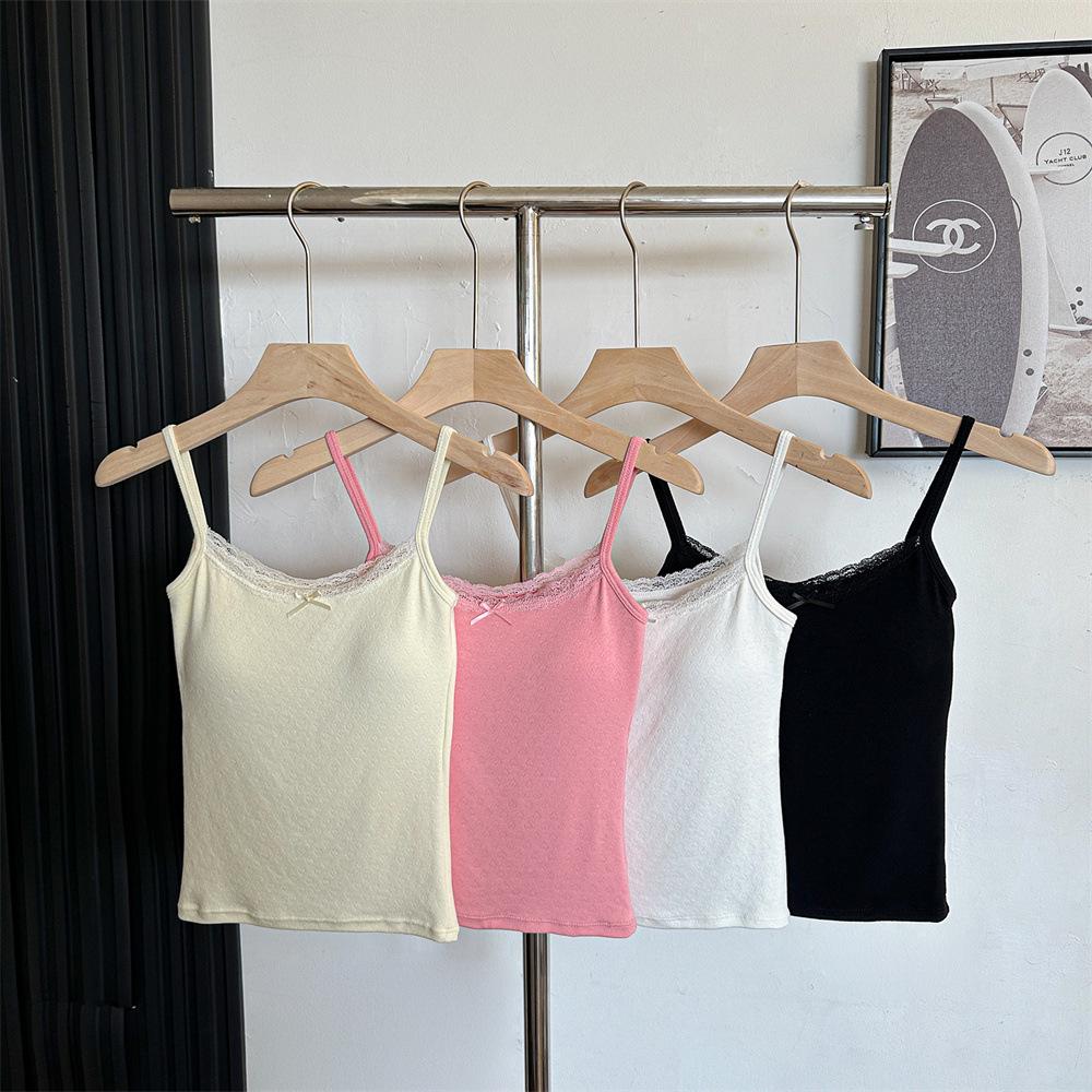 BrandyBM White Pure Desire Heart Embroidery Lace Slim Fit French Camisole