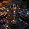 Dark Style Barware Horrible Resin Stainless Steel Skull Goblet, Retro Skeletal Wine Gothic Spooky Theme Tabletop Decor Cocktail Glasses, Vintage