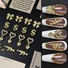 20pcs/Pack 3D Golden Nail Art Decorations - Heart, Bow, Dollar Sign Rhinestone Charms, Suitable For Nails/Toes,Sparkle Nail Supplies