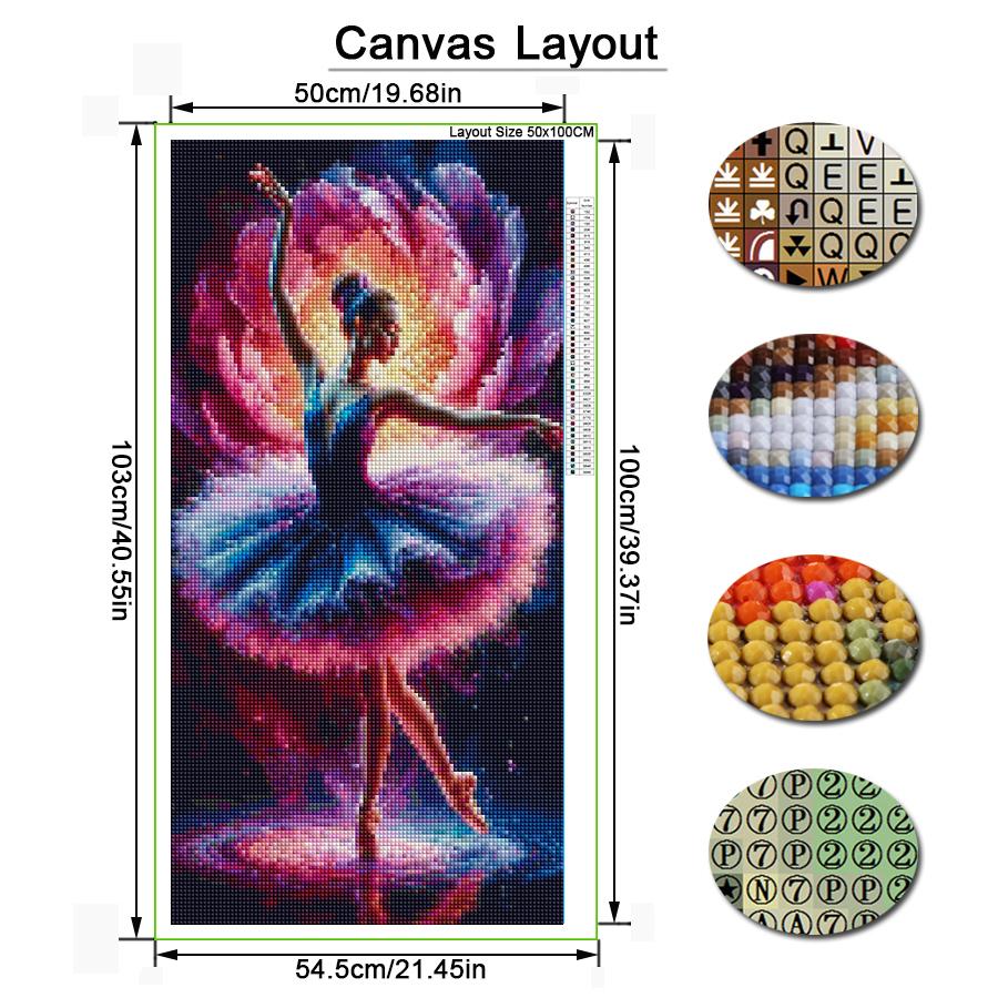 Ballet Dancer Pink Peony Large Size Diamond Painting Girl Blooming Flower Diy Full Square Round Drill Rhinestone Embroidery Mosaic Cross Stitch Kits