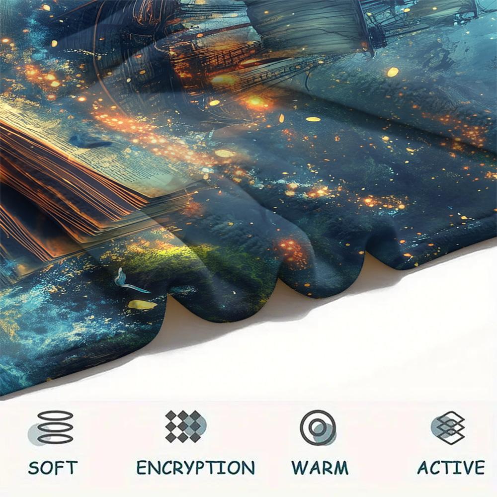 Glowing Books  Print Flannel Blanket, High Quality Comfortable for All Seasons, Home Decor, Warmth and Comfort