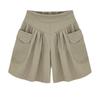 Women Fashion Summer Loose Casual Shorts Elastic Waist Beach Shorts Solid Color Breathable Wide Legs Pants
