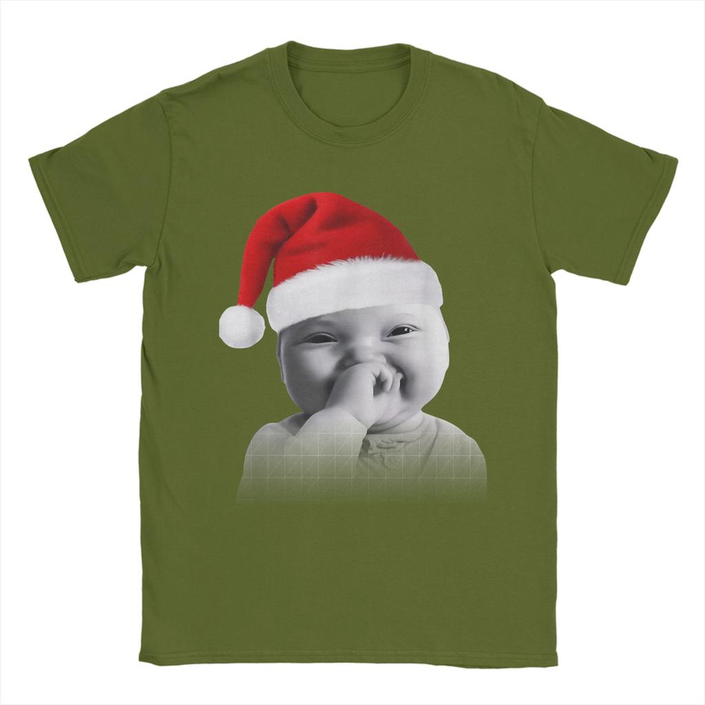 Funny Niche Baby Gen Z Meme Giggling AI Laughing Christmas T Shirt 100 Cotton TShirts For Men Tee Shirt Short Sleeve Top Tees
