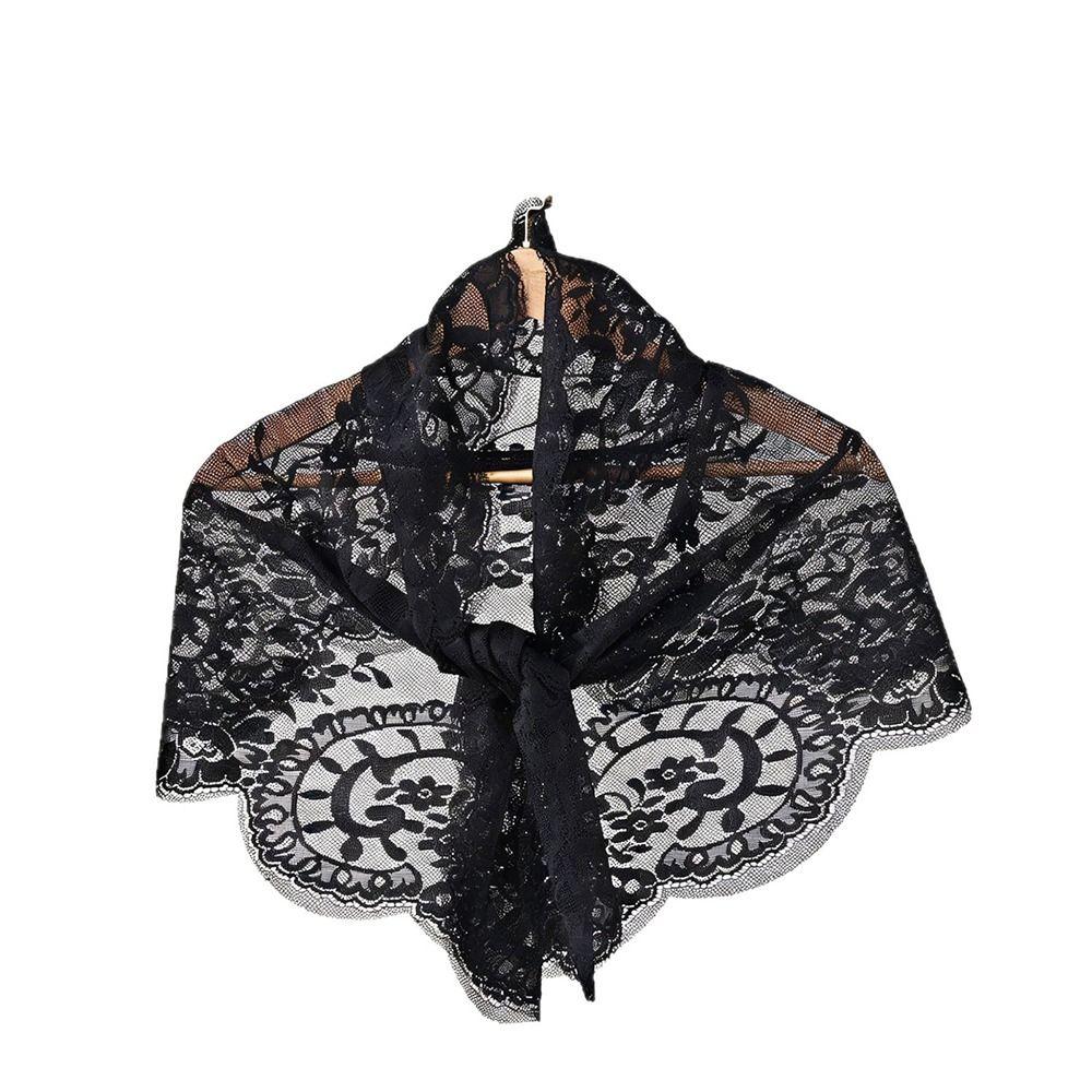 Cute Lace Flower Shawl Thin Bandanas for Women Fashion Sweet Headscarf Shawl  Pastoral Style
